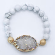 Druzy Quartz and Howlite Stone Bracelet