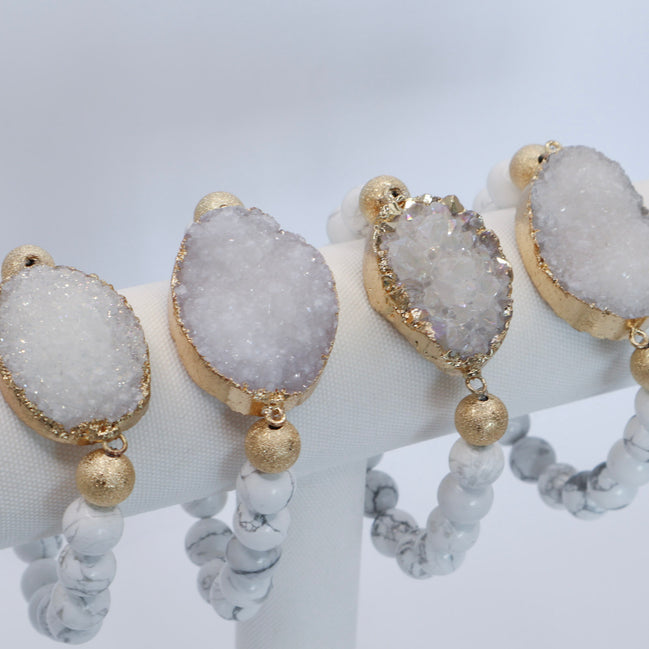 Druzy Quartz and Howlite Stone Bracelet