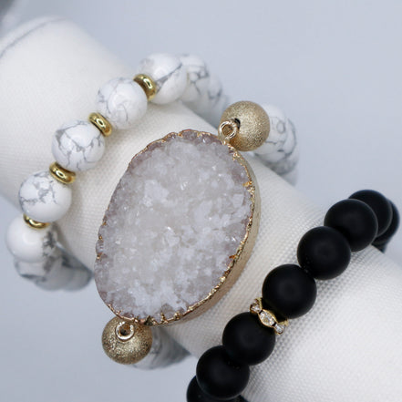 Druzy Quartz and Howlite Stone Bracelet